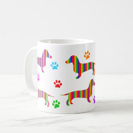 Mok Dachshund Coffee | Rainbow Dachshunds Paws (Voorkant links)