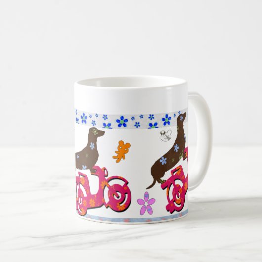 Mok Dachshund Coffee | Vliegscooter Dachshund (Voorkant rechts)
