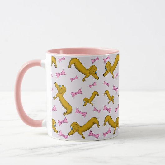 Mok Dachshund en Roze Bows (Links)