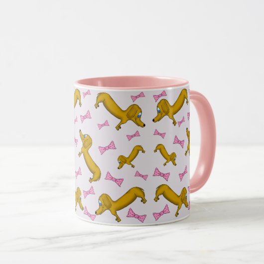 Mok Dachshund en Roze Bows (Voorkant rechts)