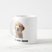 mok die trots verkondigt: "Honden zijn liefde" (Voorkant links)