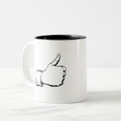 mok. Duim omhoog! Tweekleurige Koffiemok (Voorkant links)