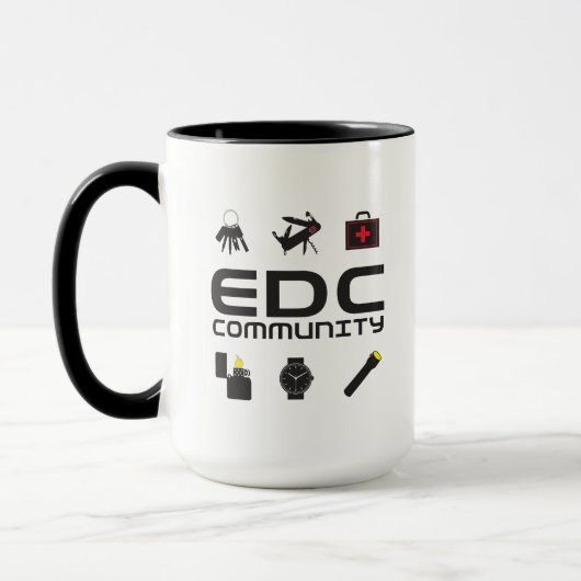 Mok - EDCC-logo in zwart-wit met kleuren (Links)