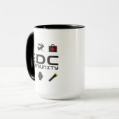Mok - EDCC-logo in zwart-wit met kleuren (Voorkant links)