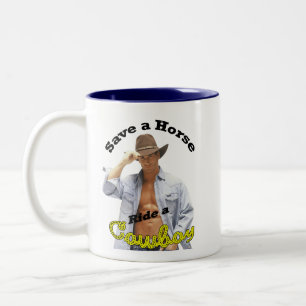 Mok: Een paard redden met een cowboy Tweekleurige Koffiemok