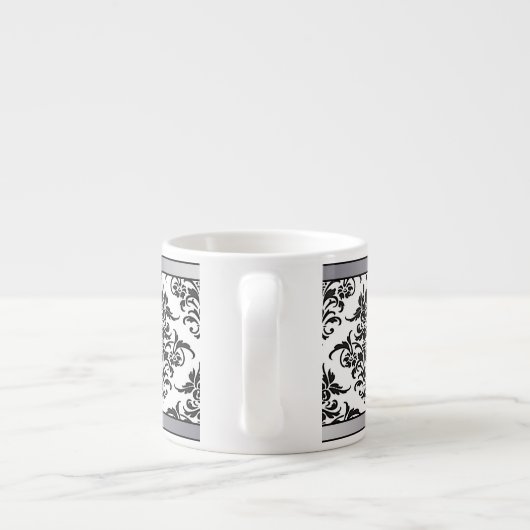 Mok Elegant Black en White Damask espresso (Achterkant)