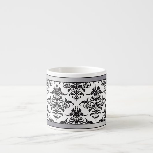 Mok Elegant Black en White Damask espresso (Voorkant)