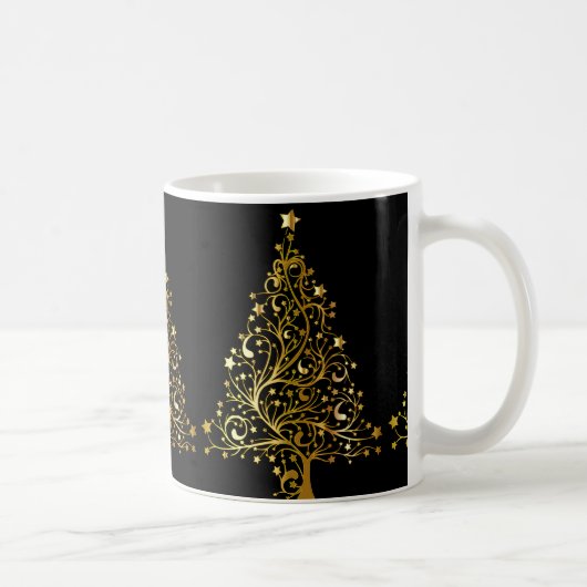 Mok Elegant Gold Black Merry-kerstboomfeest (Rechts)