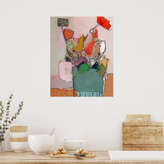 Mok en bloemen poster (Keuken)