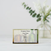 Mok en groene fles visitekaartje (Staand voorkant)