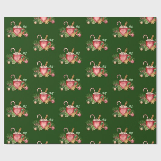 Mok en Ornamenten voor kerstwarme chocolade Cadeaupapier (Vlak)