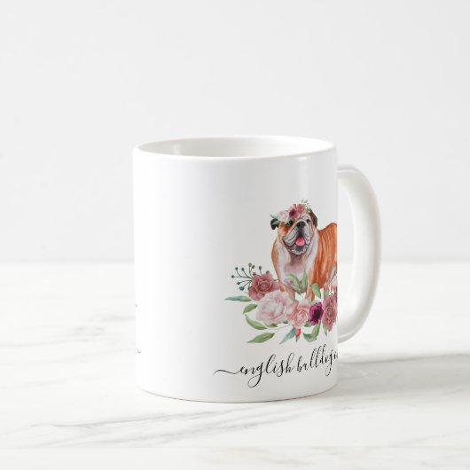 Mok Engelse Bulldog Mam Floral Coffee (Voorkant rechts)