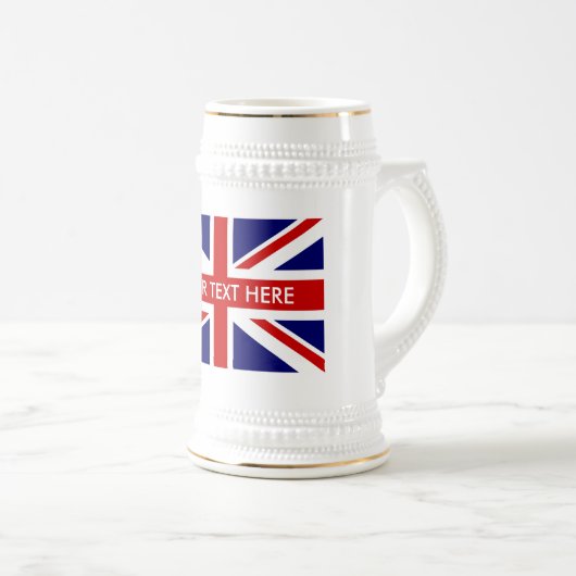 Mok Engelse Union Jack vlag witte bier stein (Voorkant rechts)