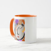 Mok felgekleurd abstract vrouwelijk portret (Voorkant links)