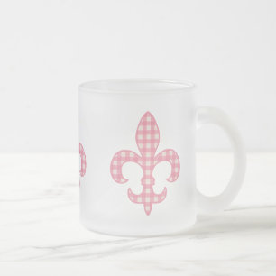 Mok Fleur de lis Pink Gingham