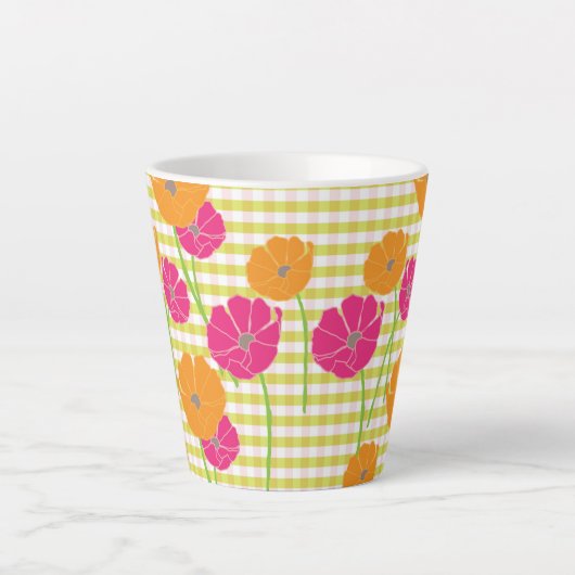 Mok Floral en Gingham Latte (Voorkant)