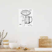 Mok football en bier, flesje, blauwdruk voor patro poster (Keuken)