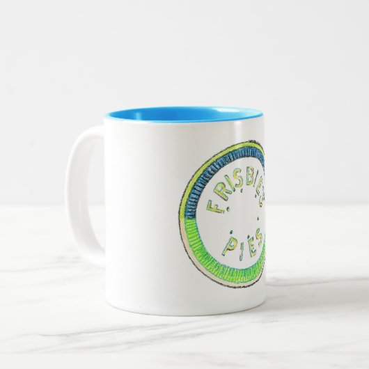  mok Frisbie Pie Tin blut en groen (Voorkant links)