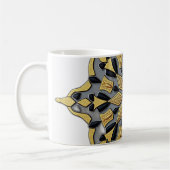 Mok - geel en blauw vierkant patroon (Links)