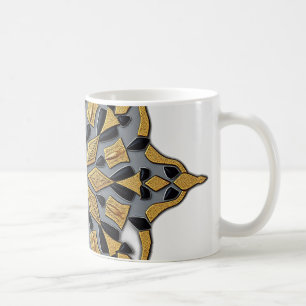Mok - geel en blauw vierkant patroon