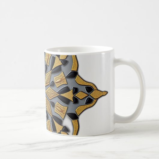 Mok - geel en blauw vierkant patroon (Rechts)