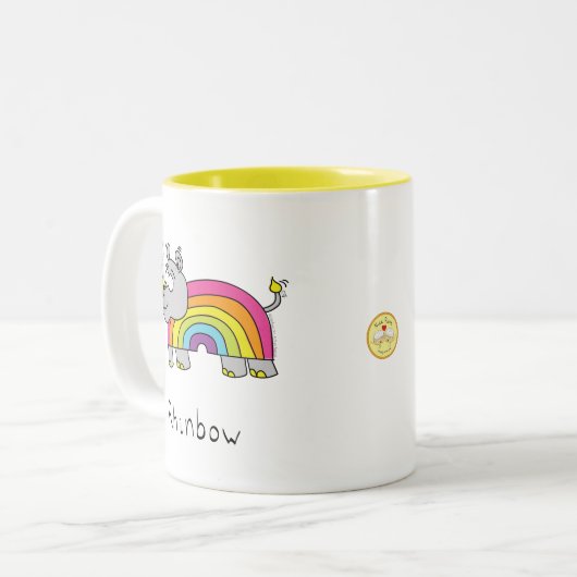 Mok Geel voor regenboogregenboogkoffie (Voorkant links)