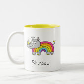 Mok Geel voor regenboogregenboogkoffie (Links)