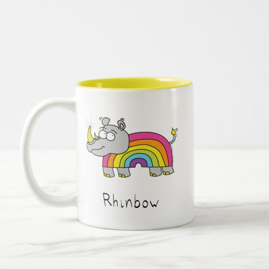 Mok Geel voor regenboogregenboogkoffie (Links)
