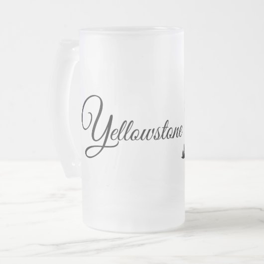 Mok-geelsteen  van glas, bevroren matglas bierpul (Voorkant links)