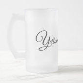 Mok-geelsteen  van glas, bevroren matglas bierpul (Links)