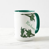 Mok - Gehoekige beugels en naam in groen (Voorkant rechts)