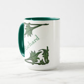 Mok - Gehoekige beugels en naam in groen (Voorkant links)