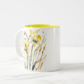 Mok. Gele Rozen Tweekleurige Koffiemok (Voorkant links)