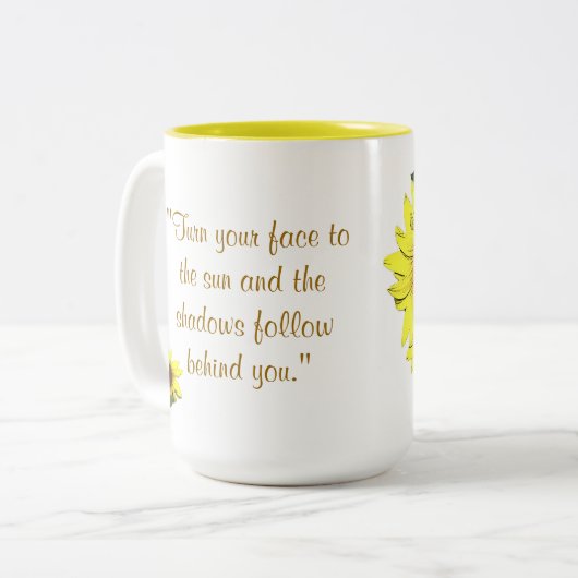 Mok Gele zonnebloem mok met gele binnenkant (Voorkant links)