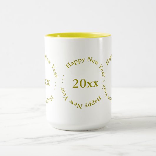 Mok - Gelukkig nieuwjaar met datum (gouden) (Midden)