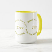 Mok - Gelukkig nieuwjaar met datum (gouden) (Voorkant rechts)