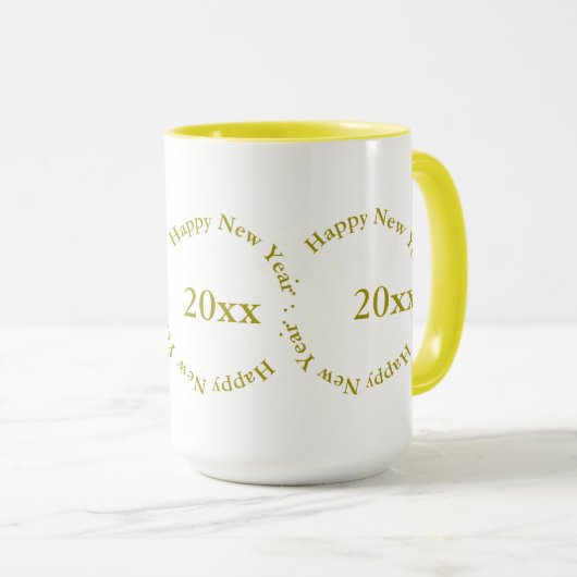 Mok - Gelukkig nieuwjaar met datum (gouden) (Voorkant rechts)