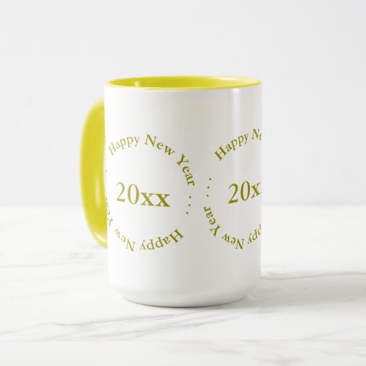 Mok - Gelukkig nieuwjaar met datum (gouden) (Voorkant links)