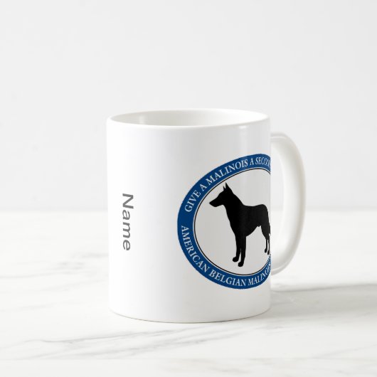 Mok, gepersonaliseerd en Malinois Rescue Logo Koffiemok (Voorkant rechts)