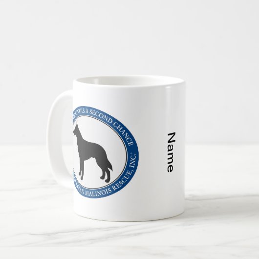 Mok, gepersonaliseerd en Malinois Rescue Logo Koffiemok (Voorkant links)