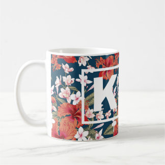 Mok gepersonaliseerde kleurige Floral Monogram