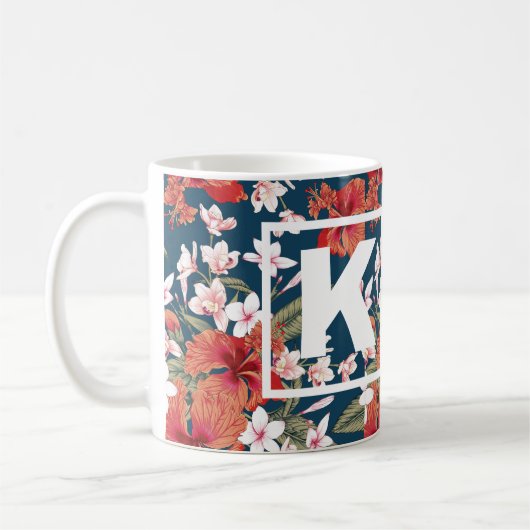 Mok gepersonaliseerde kleurige Floral Monogram (Links)