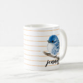 Mok gepersonaliseerde Whimsical Blue Warbler Bird (Voorkant rechts)