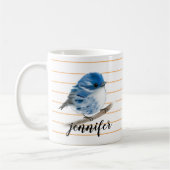 Mok gepersonaliseerde Whimsical Blue Warbler Bird (Links)