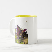 Mok geplateerde vlinder 11oz (wit/geel) (Voorkant links)