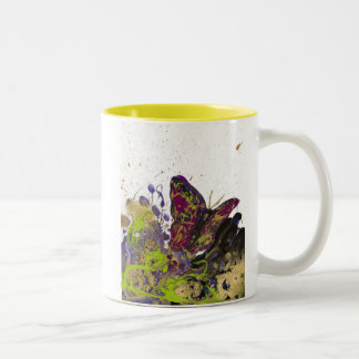 Mok geplateerde vlinder 11oz (wit/geel)