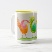 Mok geverfde vogels (Voorkant links)