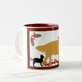 Mok~Golden Retriever Kerstkerst Tweekleurige Koffiemok (Voorkant links)