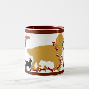 Mok~Golden Retriever Kerstkerst Tweekleurige Koffiemok