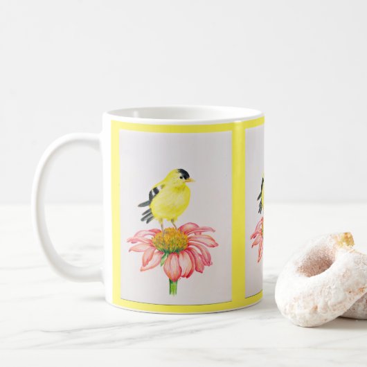 Mok Goldfinch op Coneflower (Met donut)